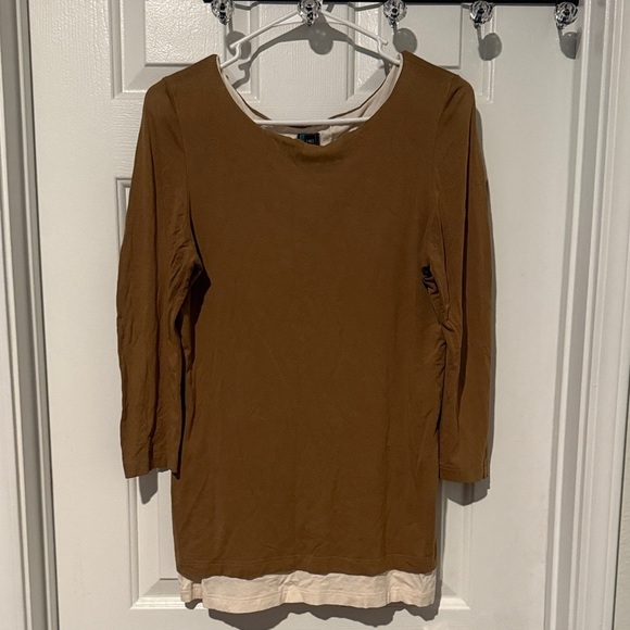 Daniel Boudon Formes Paris Layered Long Sleeves Tunic Brown and Tan Size 3 - Picture 1 of 5